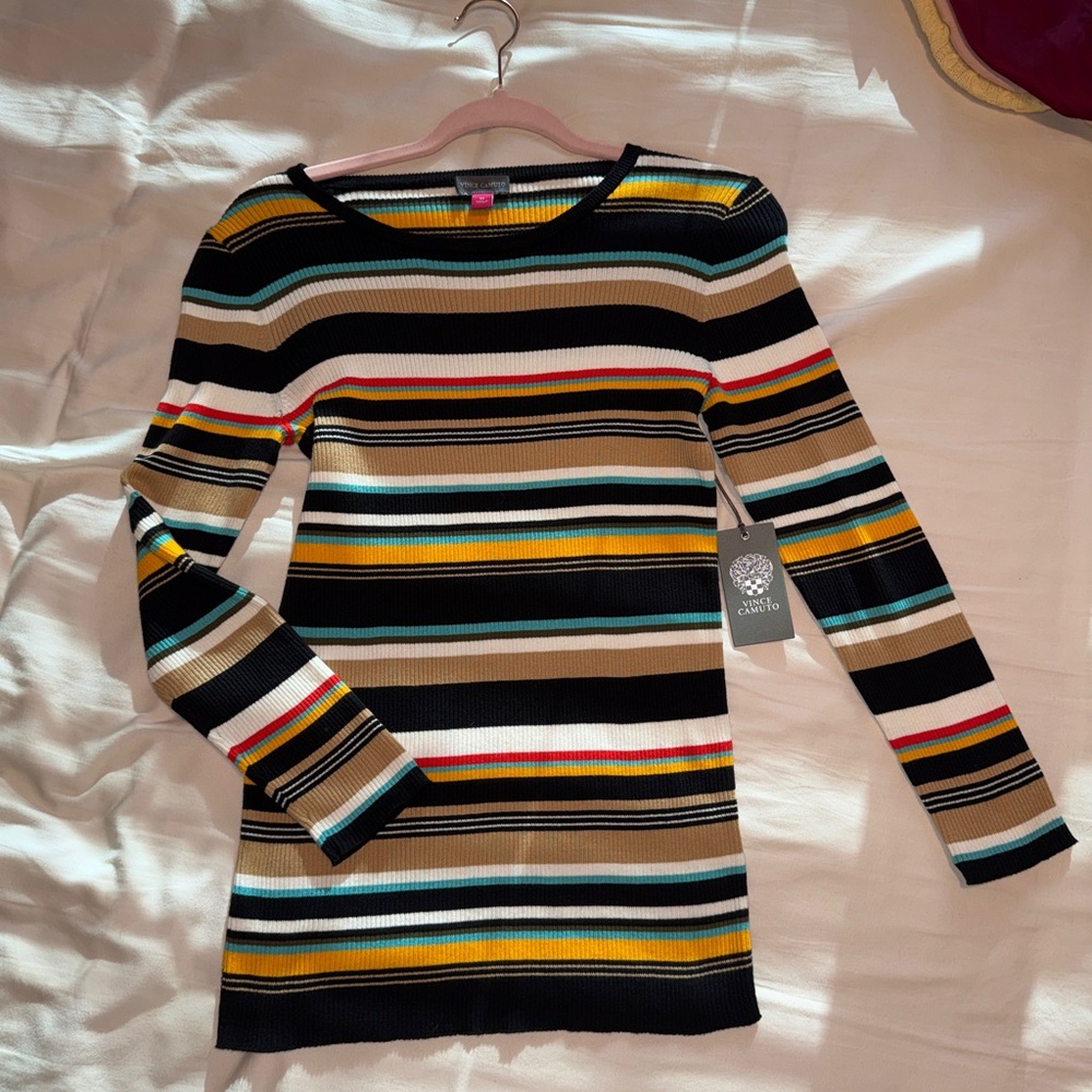 Vince Camuto Multicolor Striped Knit Top